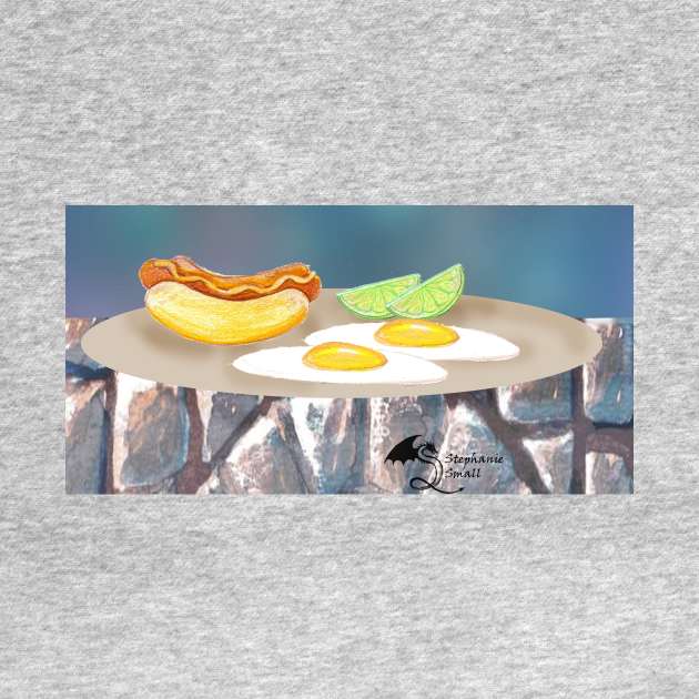 Hot dog eggs breakfast lime food plate delicious tasty yummy good delicacy cook chef by pegacorna